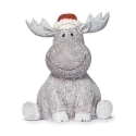 Roman Holidays 136593N Moose in Santa Hat Pudgy Pal Garden Statue