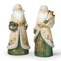 Roman Holidays 137053N Set of 2 Green Santas With Gold Detail Figure