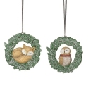 Roman Holidays 137070N Fox And Owl With Berries Ornaments Set of 2