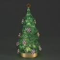 Roman Holidays 137126 Lighted Swirl Green Tree with Peppermint Ornaments