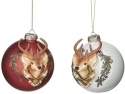 Roman Holidays 137148N Deer White And Red Set of 2 Ornaments