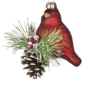 Roman Holidays 137164 Cardinal Ornament With Pinecone Sprig