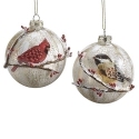 Roman Holidays 137165N Bird On Branch Ornament 2A Cardinal And Chickadee