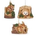 Roman Holidays 137166 3A Timber Tails Ornament Hedgehog Bunny Squirrel