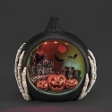 Roman Holidays 137171 Lighted Black Pumpkin with Halloween Scene