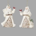 Roman Holidays 137308 Set of 2 Santa Ornaments with Poinsettia Pattern