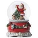 Roman Holidays 137324N 100MM Musical Dome Santa and Elf By Tree