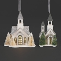 Roman Holidays 137364 Set of 2 Lighted Church Ornaments