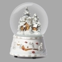 Roman Holidays 137372N 100MM Musical Dome White Cabin Silver Trees