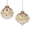 Roman Holidays 137403N Gold and White Beaded Ball Ornament