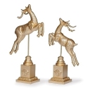 Roman Holidays 137415 2 Piece Set Deer Pedestal Gold