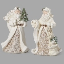 Roman Holidays 137663 Set of 2 Santa with Poinsettia Figurines