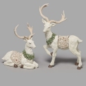 Roman Holidays 137665 Deer With Poinsettias Set of 2 Figurines