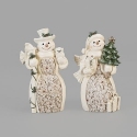 Roman Holidays 137666-2 Snowman Poinsettia Figurines Set of 2