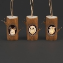 Roman Holidays 137669N Lighted Log Ornaments Set of 3 Deer Owl and Squirrel