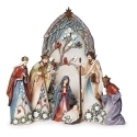 Roman Holidays 137685N 7 Piece Set Nativity Blossoms Holly and White Poinsettia