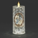 Roman Holidays 137780N Lighted Swirl Candle Blue Holy Family