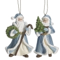 Roman Holidays 137781 Blue Santa Ornaments Set of 2