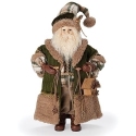 Roman Holidays 137847 Olive Plaid Robed Santa Figure Holding Bird House