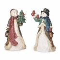 Roman Holidays 633428 Snowmen with Cardinal Holly And Tree Figurines Set of 2