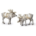 Roman Holidays 633477N Set of 2 Off White Reindeer Figurines With Saddles