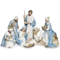 Roman Holidays 633488N 6 Piece Set Nativity Blue Champagne