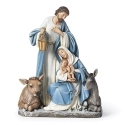 Roman Holidays 633489N Holy Family With Donkey and Ox Figure In Blue Ivory